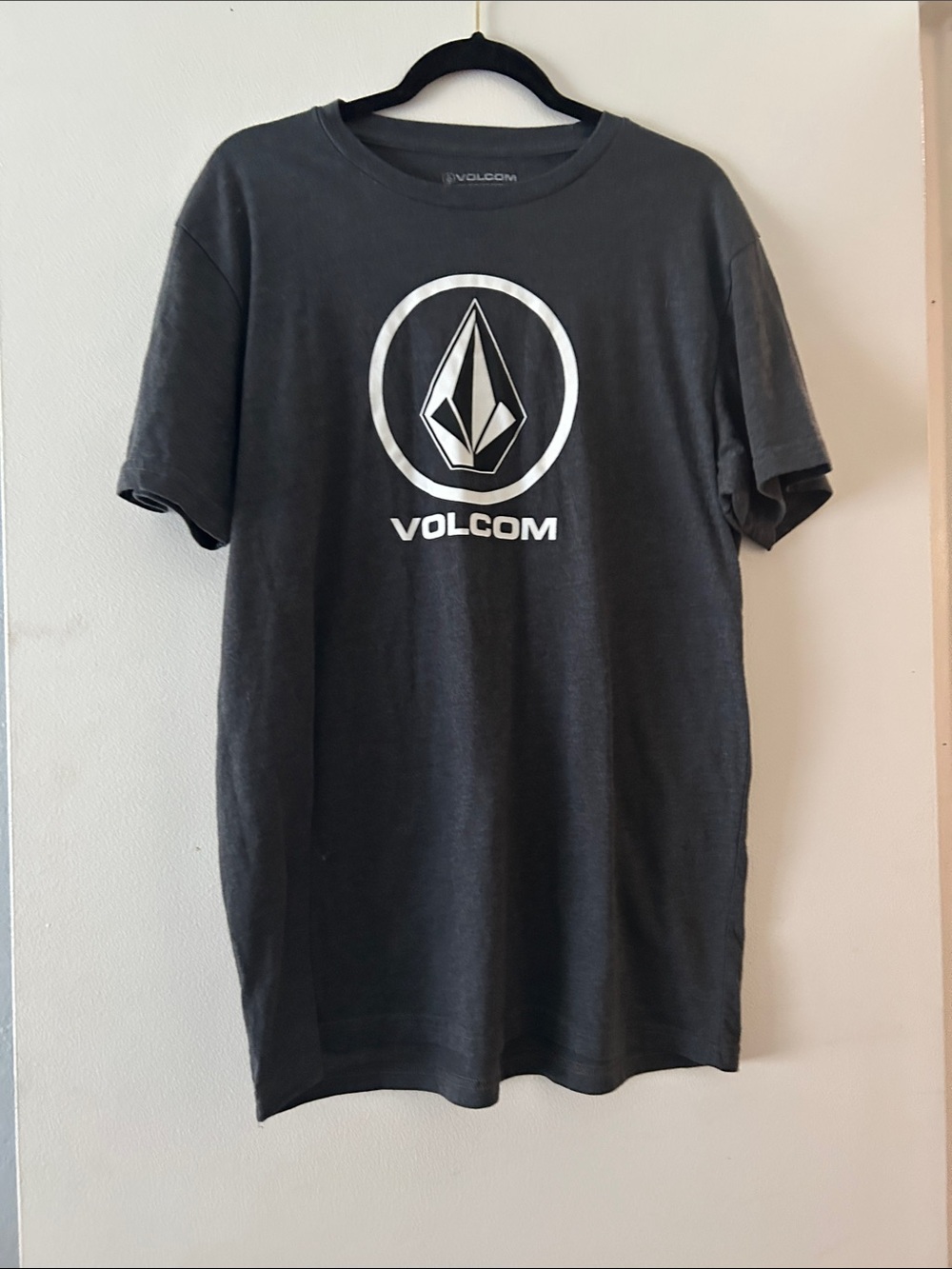 Volcom Men’s Charcoal Graphic Logo Tee - White Print